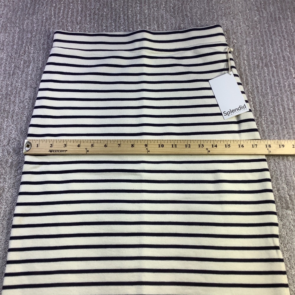 Splendid Womens Striped Knit Maxi Skirt Navy Cream Side Slit Size Small NWT - Picture 10 of 11